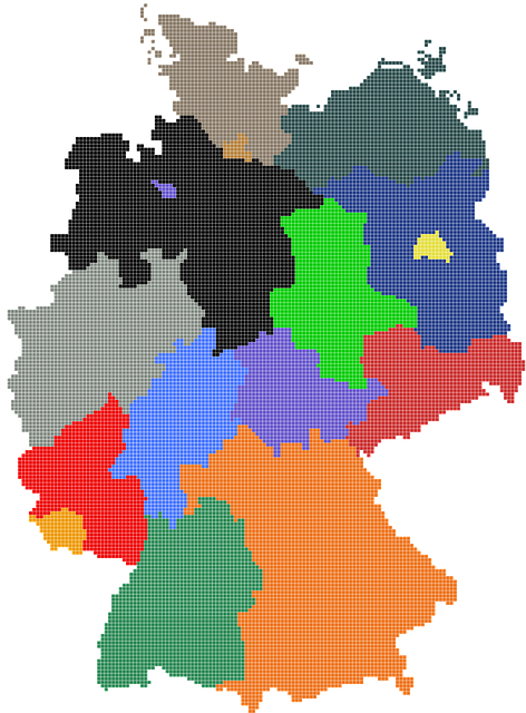 Deutschlandkarte: Bundesländer in verschiedenen Farben